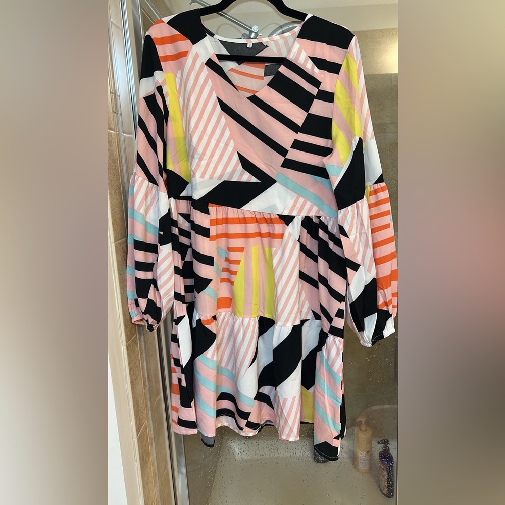Colorful Geometric Patterned Dress